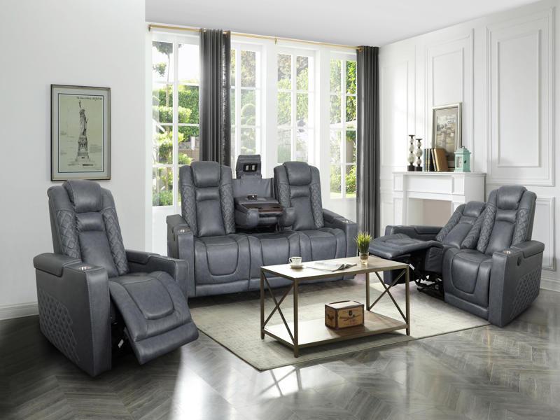 Vivian Pc Recliner Sofa Set Blue