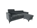 Joy 2pc Sectional - Black Fabric - The Fine Furniture
