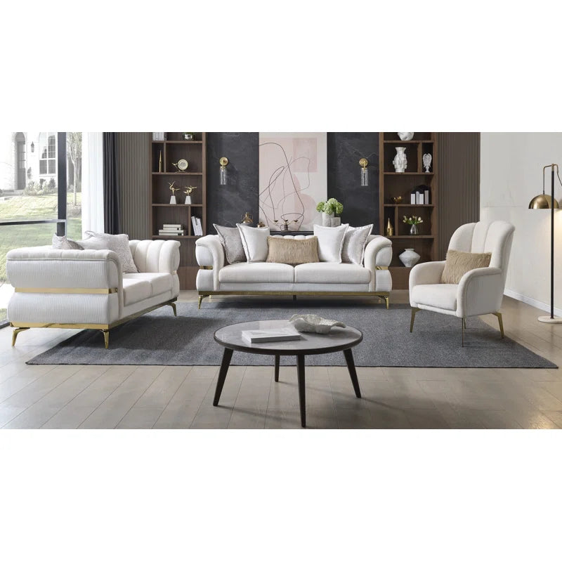 Chanelle 3pc Sofa Set - Beige