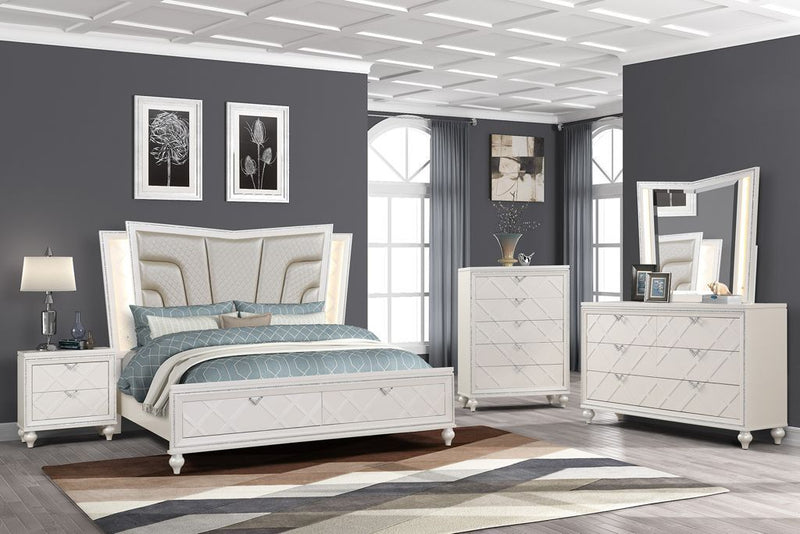 Aisha - 6pc Queen Bedroom Set - White - The Fine Furniture