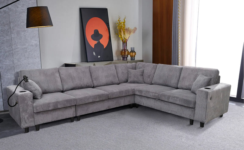 Bruce Sectional - Grey - The Fine Furniture