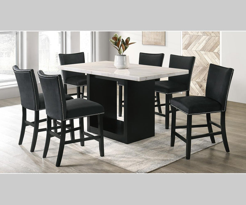 Luca - 7 Pc Pub Style Dining Set - Black/Grey - The Fine Furniture