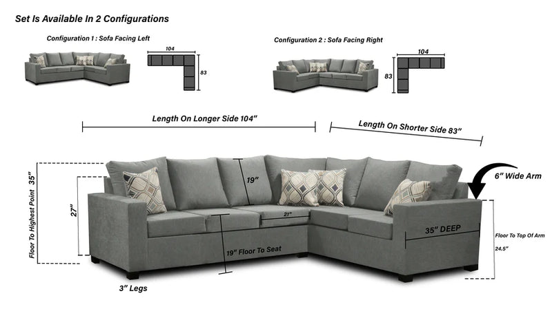 Burrow 2pc Sectional - Grey/White/Brown/Green/Red