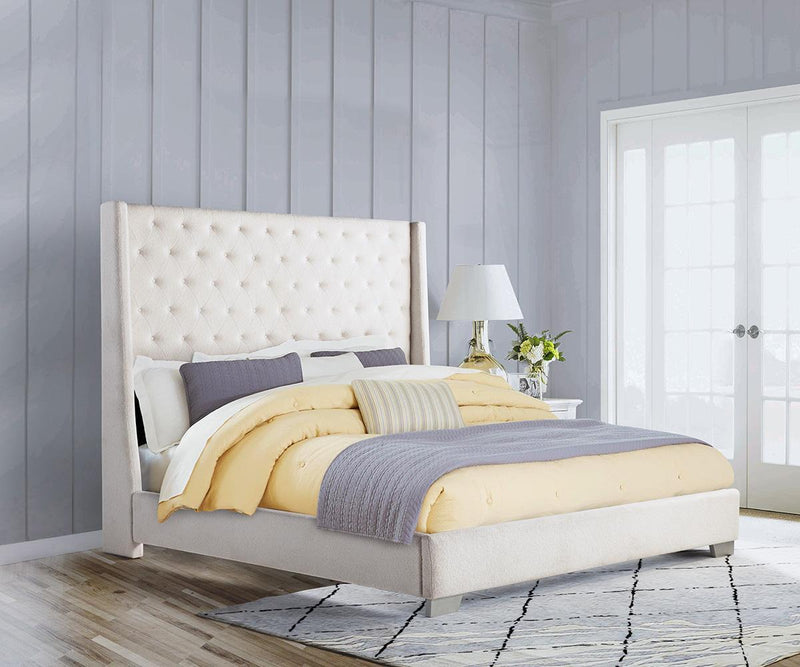 Daria Bed - Queen/ King- Beige - The Fine Furniture