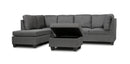 Balin 2 Pc Sectional with Storage Ottoman - Grey - The Fine Furniture