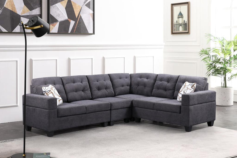Lexi 4pc Sectional - Black - The Fine Furniture