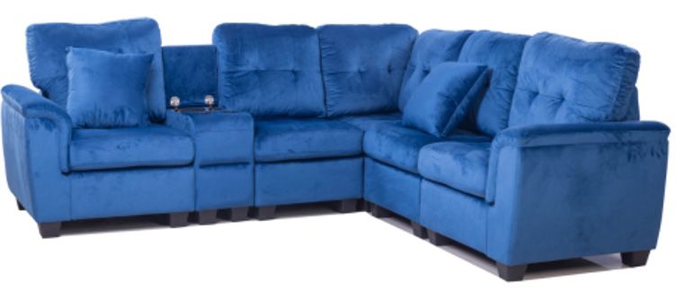 Romilly Sectional - Blue - The Fine Furniture