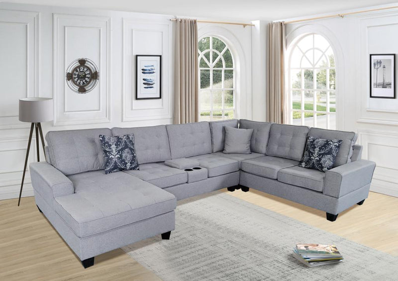 Millie 4pc Sectional - Light Grey - The Fine Furniture