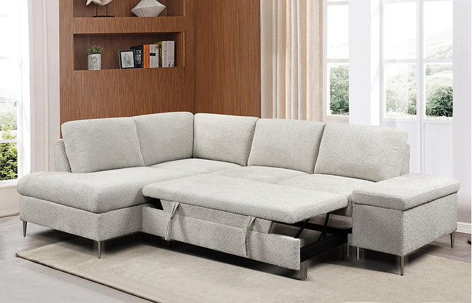 Callie Sectional - Grey Boucle Fabric