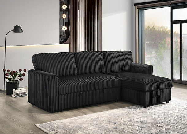 Layla Sectional Sofa Bed - Black - The Fine Furniture