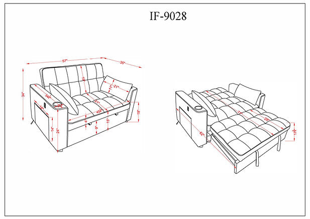 Esma Sofa Bed - Grey/Beige - The Fine Furniture