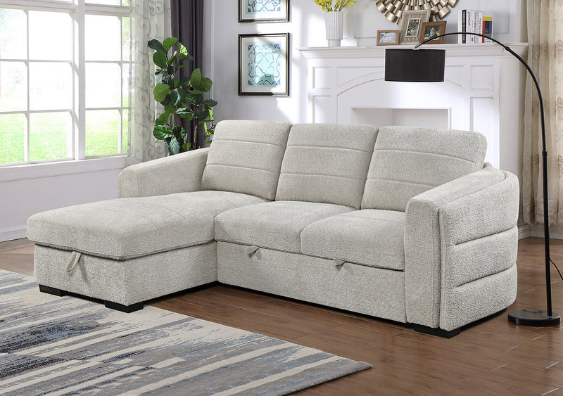 Rebecca Sectional Sofa Bed- Light Grey - The Fine Furniture