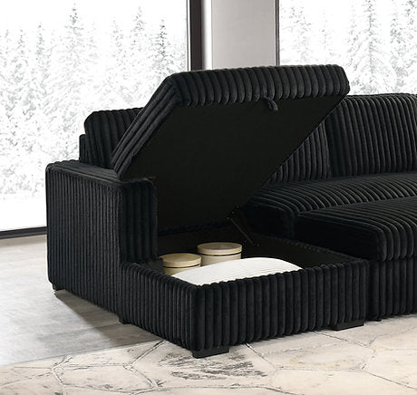 Frances Sectional Sofa Bed - Black - The Fine Furniture