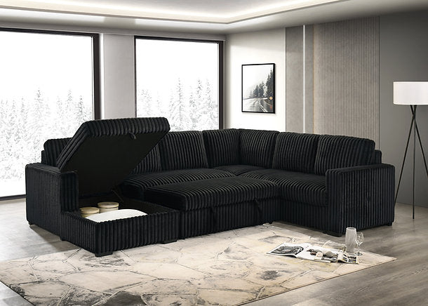 Frances Sectional Sofa Bed - Black - The Fine Furniture