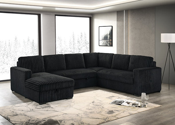 Frances Sectional Sofa Bed - Black - The Fine Furniture