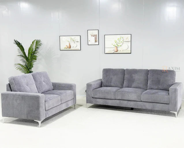 Amina 2pc Sofa and Love Seat - Grey - The Fine Furniture