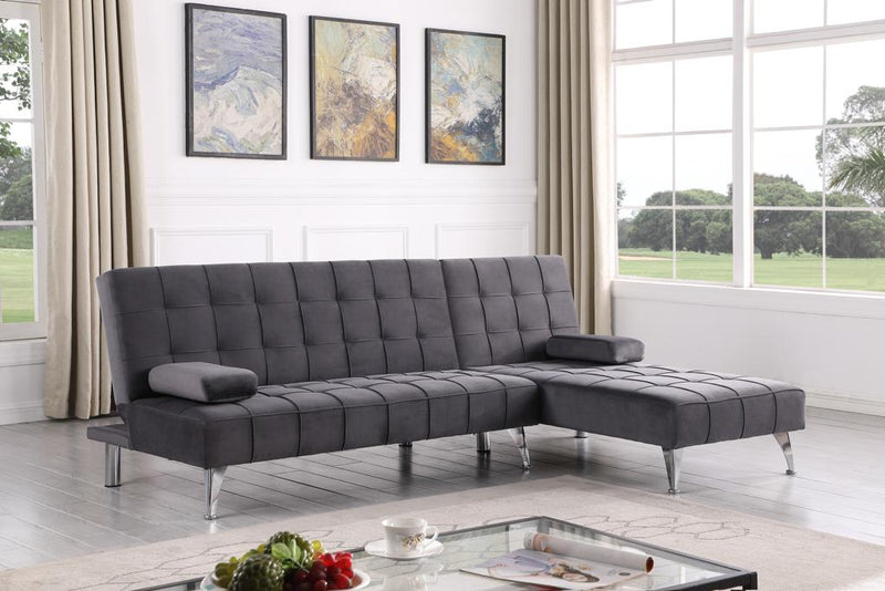 Eleanor Sectional - Grey Velvet