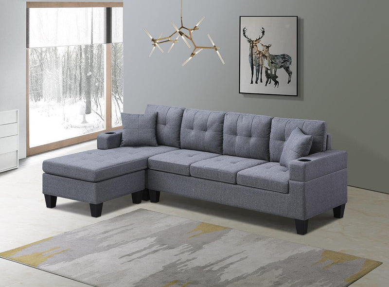 Lois 2pc Sectional Sofa - Grey - The Fine Furniture