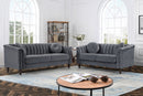 Paige Sofa & Loveseat - Grey Velvet - The Fine Furniture