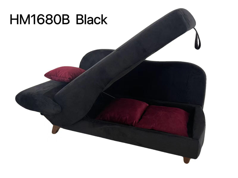 Jack Storage Chaise With Bed - Black - The Fine Furniture
