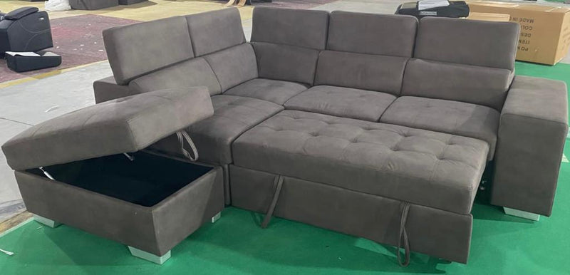 Sahara Sectional With Pull Out Bed - Grey - The Fine Furniture