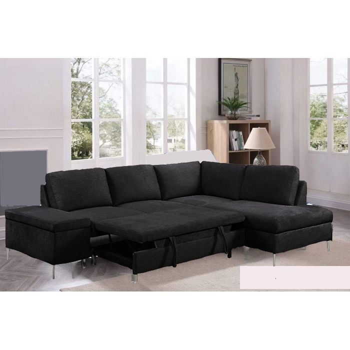 Isaac Sectional With Pullout Bed - Dark Grey - The Fine Furniture
