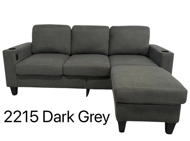 Arya Sectional With Ottoman- Dark Grey - The Fine Furniture