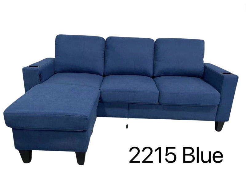 Arya Sectional With Ottoman- Blue - The Fine Furniture