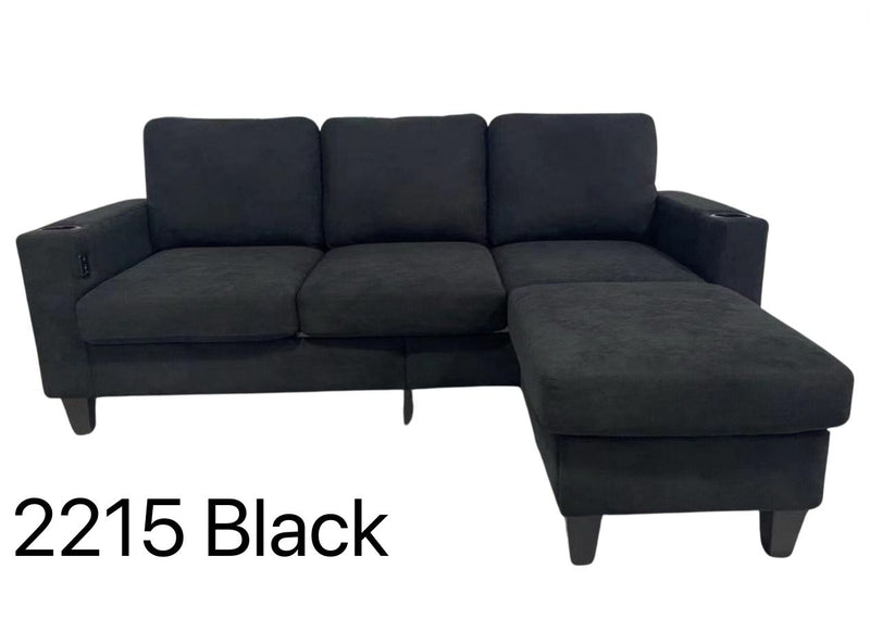 Arya Sectional With Ottoman- Black - The Fine Furniture