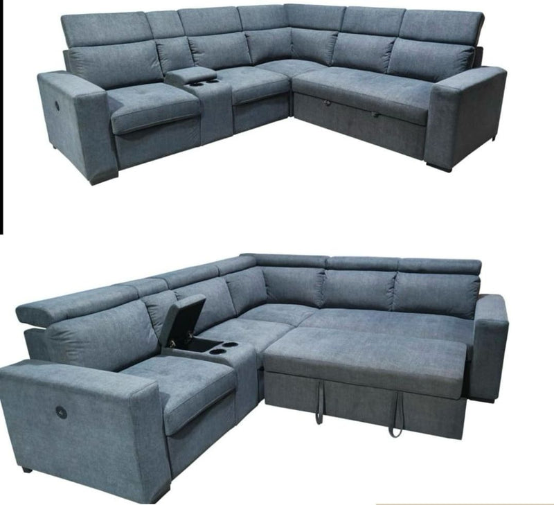 Luxury Sectional With Pull Out Bed - Grey - The Fine Furniture