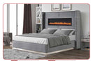Maeve Bed with Fireplace Headboard - Queen/King - Grey - The Fine Furniture