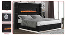 Maeve Bed with Fireplace Headboard - Queen/King - Black - The Fine Furniture