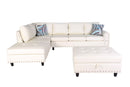 Jenna Sectional with Storage Ottoman - White - The Fine Furniture