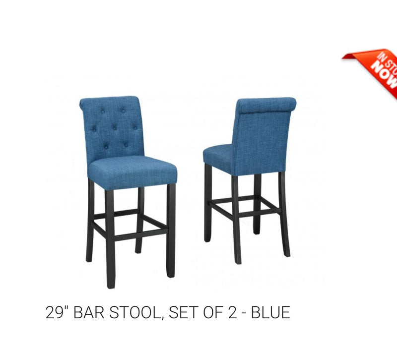 Rhys Bar Stool - Beige/Blue/Light Grey - The Fine Furniture