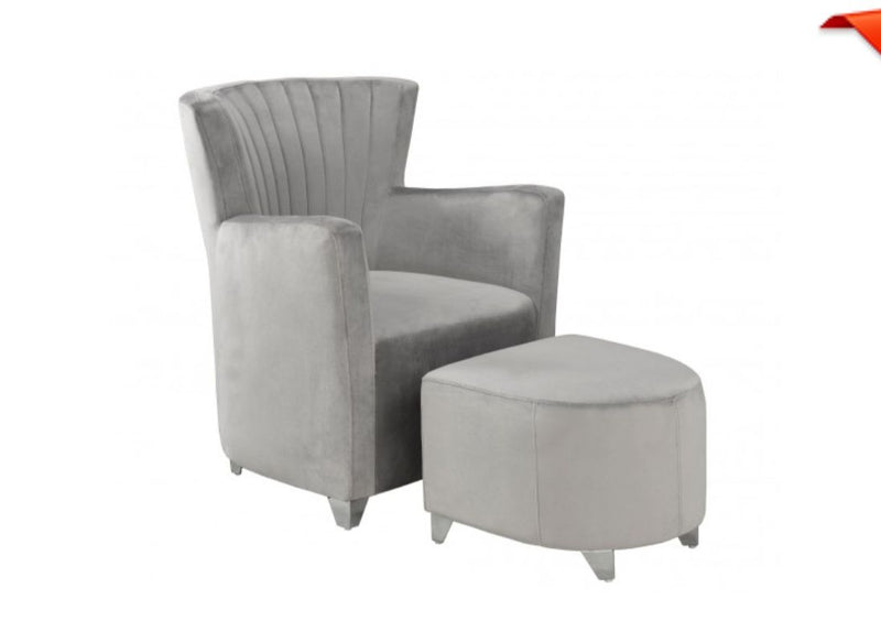 Ezekiel Accent Chair With Ottoman - Black/ Grey - The Fine Furniture