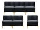 Modessa Armless Sofa - Black Velvet - The Fine Furniture