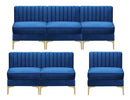 Modessa Armless Sofa - Blue Velvet - The Fine Furniture