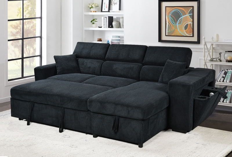 Leslie Sectional Sofa Bed - Black