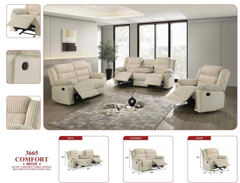 Emilie 3pc Recliner Set - Beige