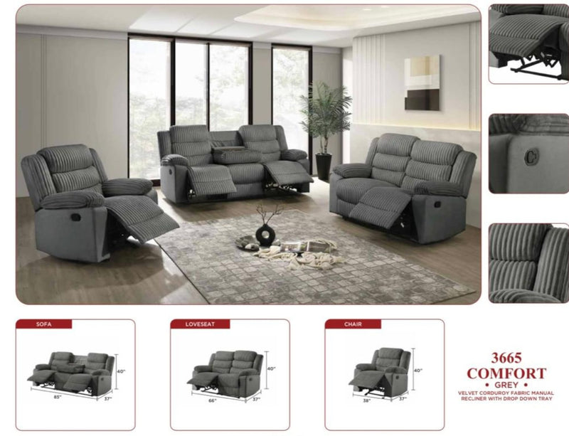 Emilie 3pc Recliner Set - Grey