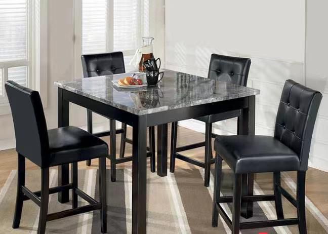 Erick Pub Dining Set - Black - The Fine Furniture