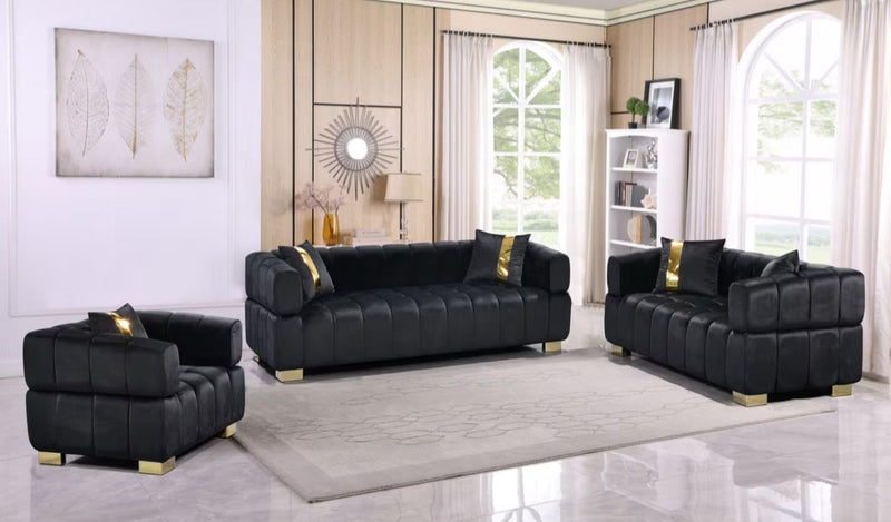 Delilah Sofa Set - Black - The Fine Furniture