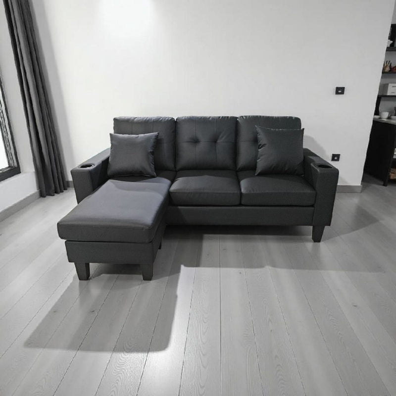 Eduardo Sectional - Black Leather