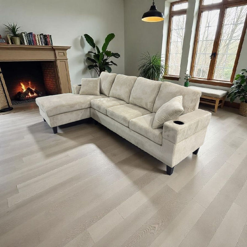 Desmond Sectional - Beige Corduroy