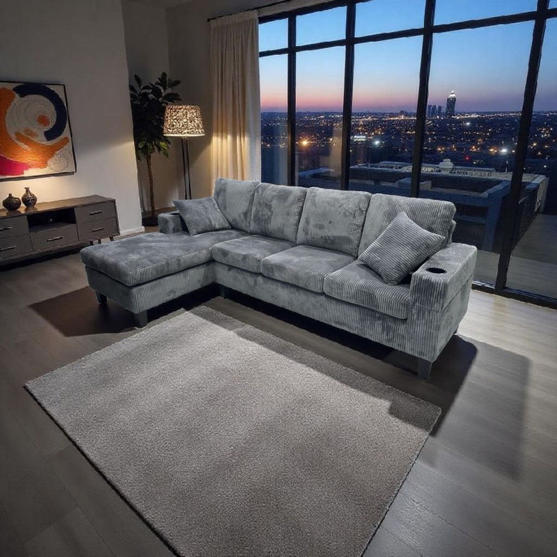 Desmond Sectional - Grey Corduroy