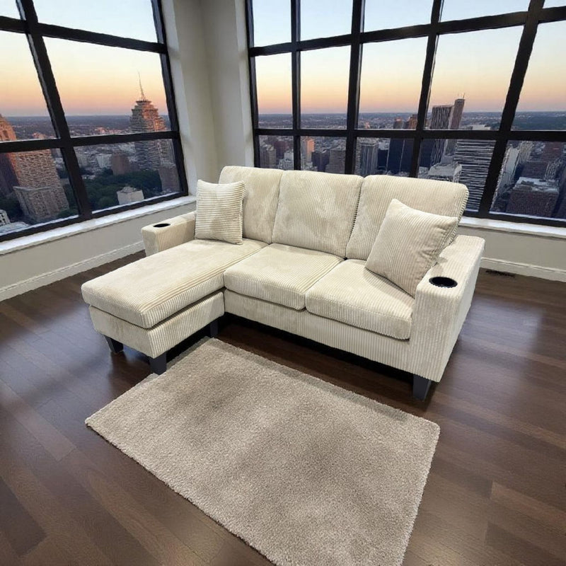 Eduardo Sectional - Beige Corduroy
