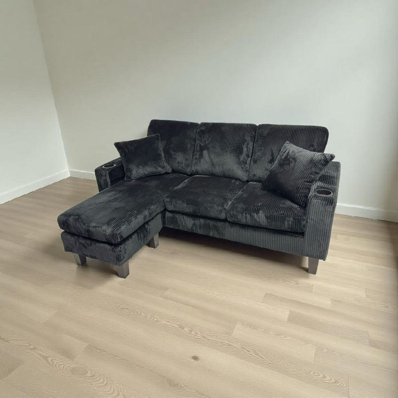 Eduardo Sectional - Black Corduroy