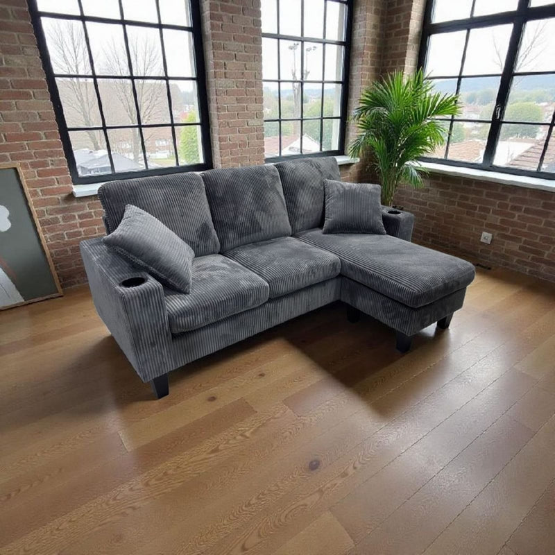 Eduardo Sectional - Grey Corduroy