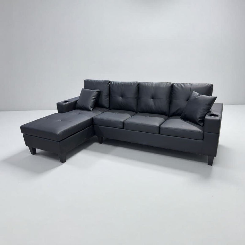 Desmond Sectional - Black Leather