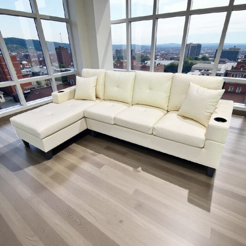 Desmond Sectional - Cream Leather